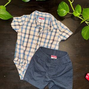 Wrangler Plaid Shirt and Navy Shorts Set